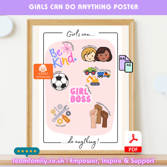 Girls Can Do Anything Poster - Team Family