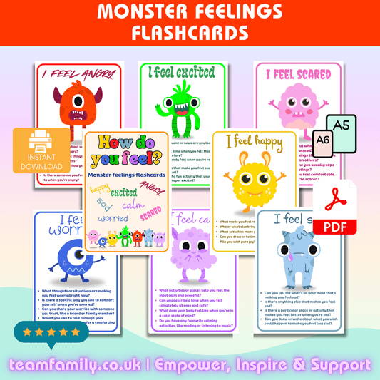 Monster Feelings Flashcards - Team Family