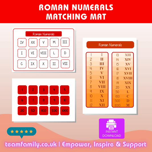 Roman Numerals Matching Mat - Team Family