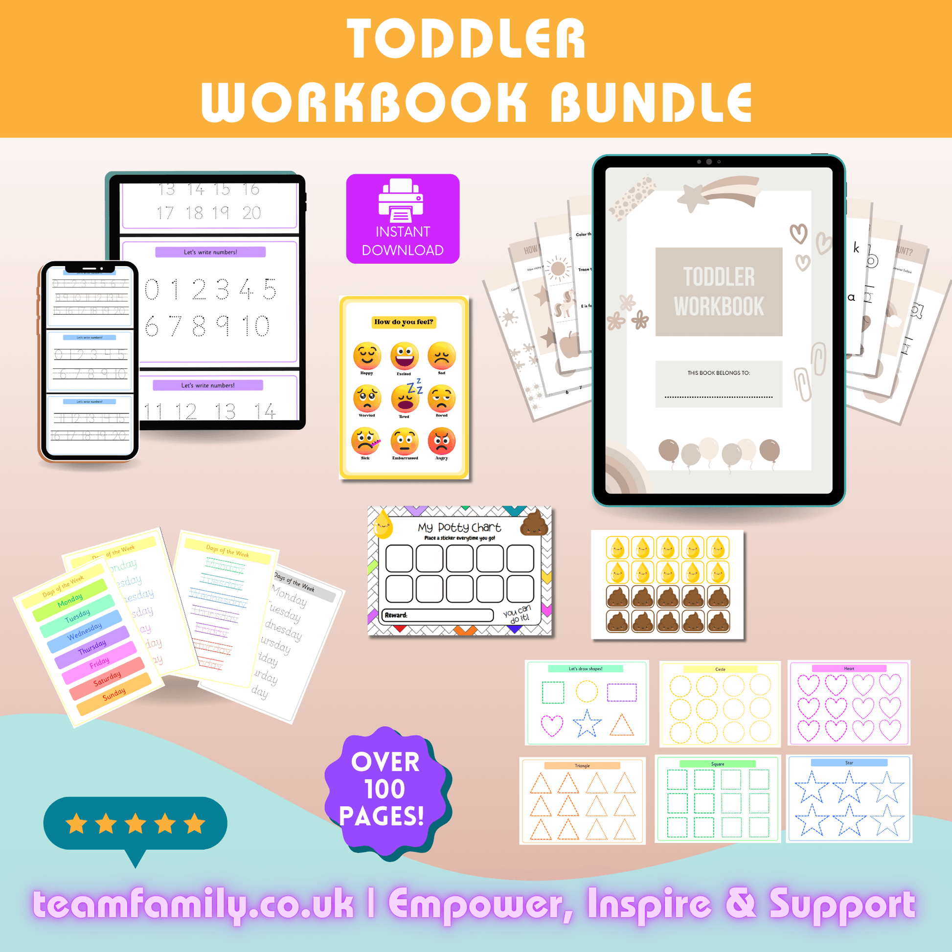 Toddler Workbook Bundle - Team Family